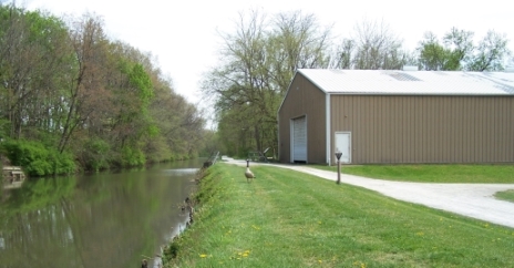 A view of the Dry Dock looking south along the Towpath from St. Helena Heritage Park