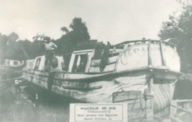 Many canal boats like this one would be attended to in the McLaughlin's dry dock