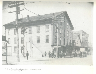 The Great Western Warehouse would house several businesses on it's first floor (including a pharmacy, meat market and saloon) but would perhaps be best known for the opera house that would later occupy the upper floors